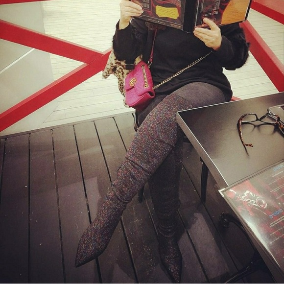 Zara FLAT MULTICOLOR Glitter Knit Pointy Toe Boots - Picture 2 of 9